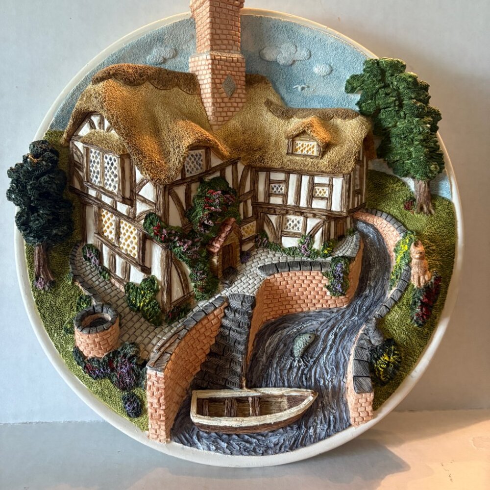 David Winter ON THE RIVERBANK Plate Wall-Hanging Plaque Vintage 3-D Genuine